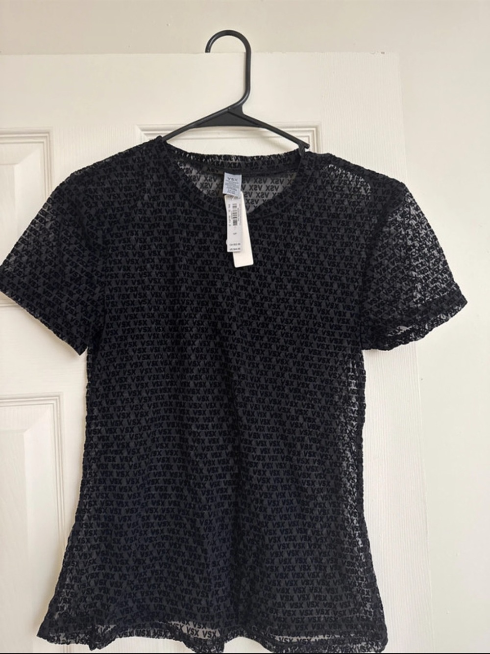 VSX Black Short-Sleeve Textured Mesh Tee